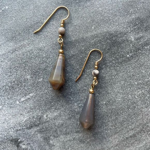 Genuine Agate Crystal Drop Earrings